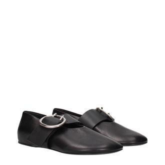 Jil Sander Womens Black Leather Ballet Flats