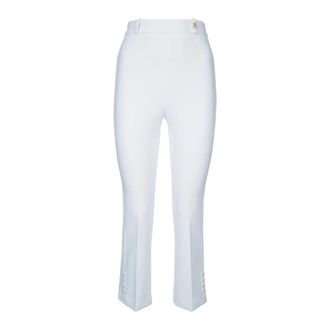 Elisabetta Franchi Wide Trousers, female, White, Size: S Double-layer Stretch Cr&ecirc;pe Trousers