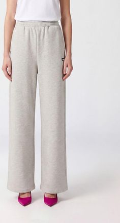 Rotate Pantaloni jogging wide leg in cotone organico a vita alta con logo