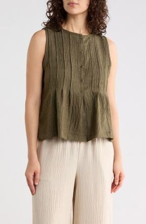 Max Studio Pintuck Crinkle Sleeveless Top in Heather Sage at Nordstrom Rack, Size X-Large