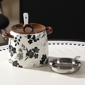 OEM Bandeja De Cer&aacute;mica Para Recoger La Grasa Del Tocino Con Colador Y Cuchara, Decoraci&oacute;n De Cocina Y Apta Para Lavavajillas (marr&oacute;n)