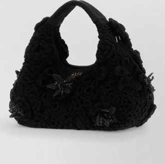 Ganni crochet shoulder bag floral detail top handle