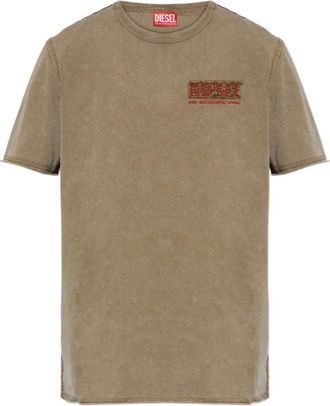 Diesel T-RAWJUST-V1 gerafeld T-shirt - Beige