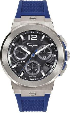 Ferragamo F-80 Titanium Tech Chronograph Silicone Strap Watch, 44mm at Nordstrom Rack