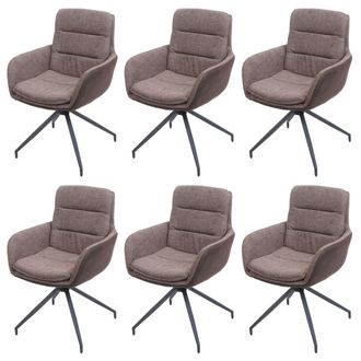 Hhg Nunca Usado] Juego De 6 Sillas De Comedor Hhg 655, Silla De Cocina Sill&oacute;n Silla, Posici&oacute;n Autom&aacute;tica Giratoria, Tela Mvg, Marr&oacute;n-marr&oacute;n Oscuro