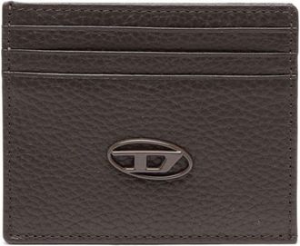 Diesel logo-plaque leather card holder - men - Calf Leather - One Size - Brown