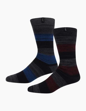 Lee Mens Birch 2 Pack Crew Socks - Black - Size: 9/9.5/10.5/10/11
