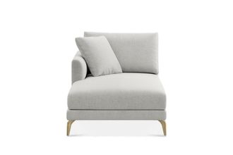 Castlery Lena Left Chaise Sofa Customized, Performance Classic Twill Medium Grey Brass Legs, Spill Resistant, Removable Covers for Sofas