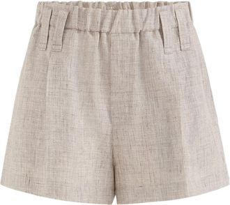 Brunello Cucinelli Sparkling Linen Baggy Shorts With Monili