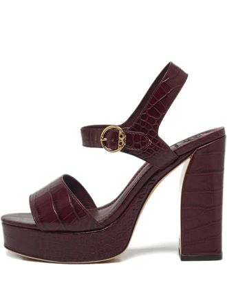 Tory Burch crocodile-mbossed platform sandals - Red