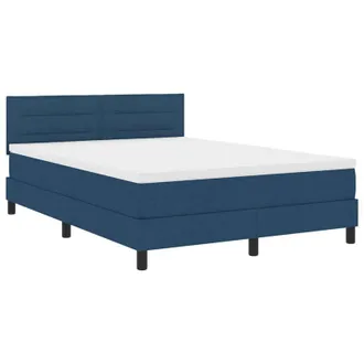 vidaXL Vidaxl Cama De Muelles Con Colch&oacute;n Azul 140x200 Cm Tela