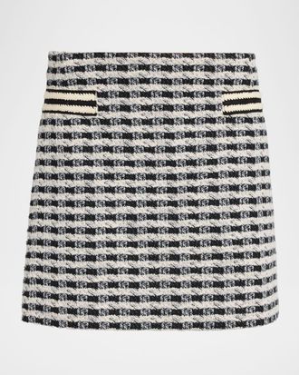 Ramy Brook Charlie Gingham Tweed Mini Skirt