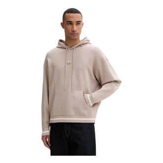 Filling Pieces Hoodies & sweatvesten, Heren, Beige, S, Polyester, Gebreide Hoodie met Applicatie