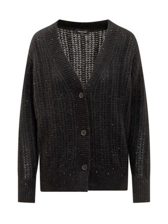 Fabiana Filippi Black Knitted V Neck Cardigan