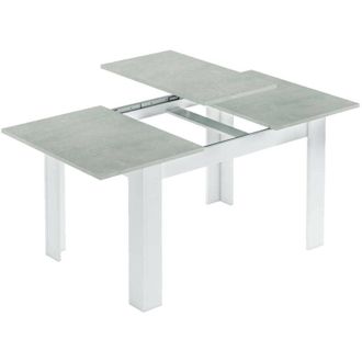 Dmora Dmora - Mesa Extensible Dilici, Consola Extensible Para Comedor, Mesa De Cocina Abrible Con Extensi&oacute;n, 140/190x90h78 Cm, Cemento Y Blanco