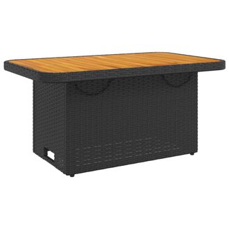 vidaXL Mesa De Jard&iacute;n Madera De Acacia Y Rat&aacute;n Pe Negro 90x55x71 Cm Vidaxl