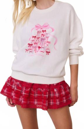 LoveShackFancy Havenleigh Christmas Bow Fleece Pullover In White