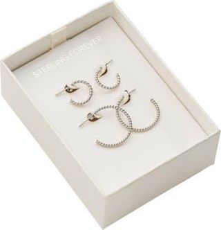 Sterling Forever Twisted Rope Hoop Earrings in Silver at Nordstrom Rack