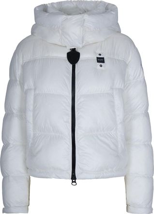 Blauer White Gloria Micro Rip Down Puffer Bomber Jacket