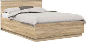 vidaXL Estructura De Cama Con Cabecera Roble Sonoma 140 X 200 Cm Vidaxl