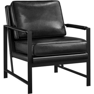 Yaheetech Poltrona Salotto Soggiorno Moderna Imbottita in Ecopelle Legno e Metallo Camera da Letto Ufficio Portata 136 kg Marrone Chiaro - Yaheetech