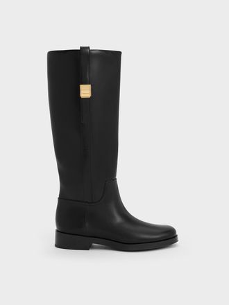 Charles & Keith Yvette Metallic-Accent Knee-High Boots