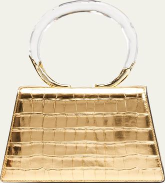 Alexis Bittar Lucite Quad Croc-Embossed Top-Handle Bag