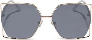 DIFF Eyewear 61mm Dawn Geometric Sunglasses in Gold Grey Silver Flash at Nordstrom Rack