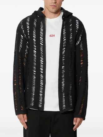 424 open-knit hoodie - Black