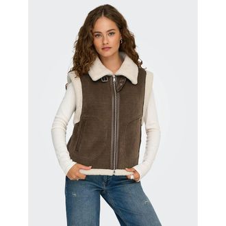 Only Mouwloos vest in fluweel en sherpa