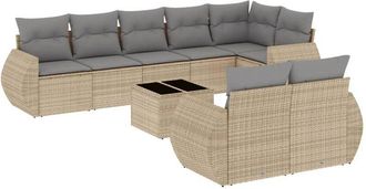 vidaXL Set De Sof&aacute;s De Jard&iacute;n 9 Pzas Con Cojines Rat&aacute;n Sint&eacute;tico Beige Vidaxl