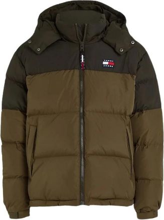Tommy Hilfiger Polyester Gewatteerde Color Block Jas met Capuchon - Heren - Gewatteerde jassen - Groen - L - Polyester - Jassen