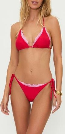 Beach Riot Winona Rib Lace Trim Bikini Top in Holly Jolly at Nordstrom Rack, Size Medium