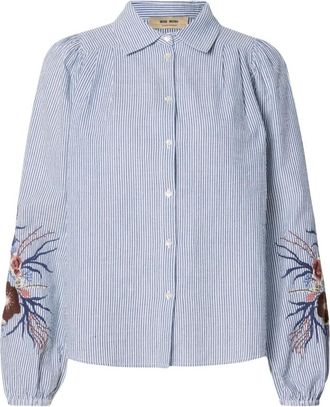 Mos Mosh Blouse Bleu Oxfo - Dames - Overhemden - Blauw - M - Katoen - Overhemden