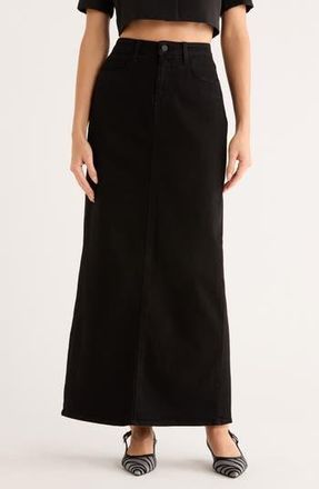 L'agence Miriam Denim Maxi Skirt in Saturated Black at Nordstrom Rack, Size 28