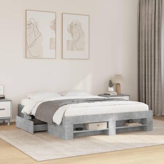 Berkfield Home Bed Frame without Mattress Concrete Grey 160x200cm Engineered Wood | Size: 160x200 cm