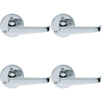 Loops 4x PAIR Victorian Straight Shaped Lever on 59mm Round Rose Chrome Handle