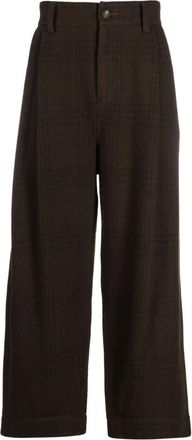 Ziggy Chen plaid-check wide-leg trousers - men - Wool/Cotton/Cupro - 44 - Green