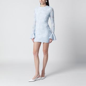 Rotate Light blue ruffled mesh mini dress