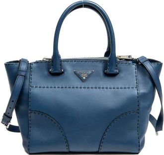 Prada Borsa tote Stitched Twin - Blu