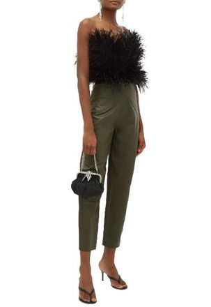 The Attico Butterfly-insert High-waist Leather Trousers Size S