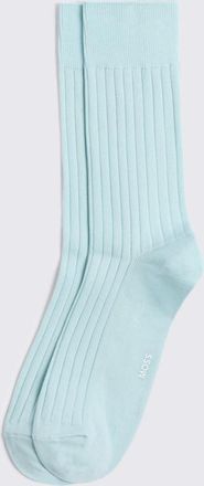 Moss Aqua Mercerised Ribbed Sock