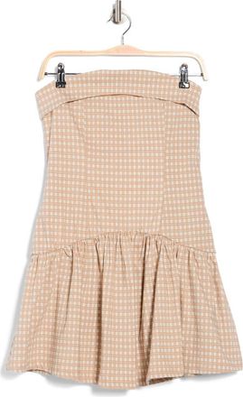 Madden Girl Foldover Strapless Drop Waist Minidress in Almond Cream at Nordstrom Rack, Size X-Large