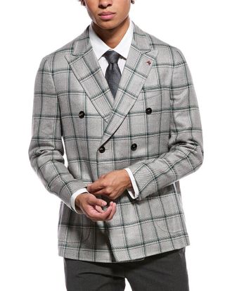 Isaia Domenico Double-Breasted Wool, Silk & Linen-Blend Sport Jacket