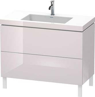 Duravit Lavabo Para Muebles Duravit L-cube C-bonded Con Base De Pie, 100x48 Cm, 2 Extra&iacute;bles, Sin Rebosadero, 1 Agujero Para Grifo, Color: Laca Blanca Lila Al