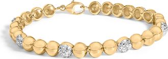 House of Brilliance Gold Vermeil 1/5 Cttw Diamond Bold Dome Bead Link Bracelet