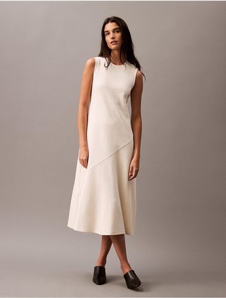 Calvin Klein Womens Textured Terry Midi Dress - White - XS