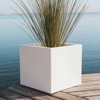 OEM Narciso 50 Macetero Cuadrado De Interior Y Exterior Para Plantas Y Flores Muy Resistente Al Paso Del Tiempo. Hecho De Polietileno En Espa&ntilde;a - Blanco