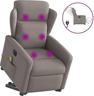 vidaXL Vidaxl - Sill&oacute;n De Masaje El&eacute;ctrico Reclinable Elevable Tela Taup&eacute;
