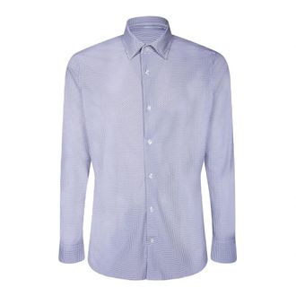 Dell'Oglio Geometric Shirt - Heren - Zakelijke Overhemden - Blauw - XL - Overhemden